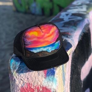 Custom Airbrushed HATS, beach scenes, orcas, roses